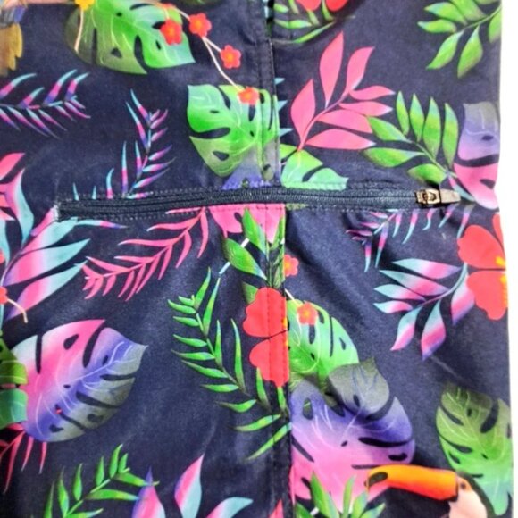 US Polo Assn Men's Tropical Blue Parrot Print Swim Trunks Elastic Waist Size S - Picture 7 of 10